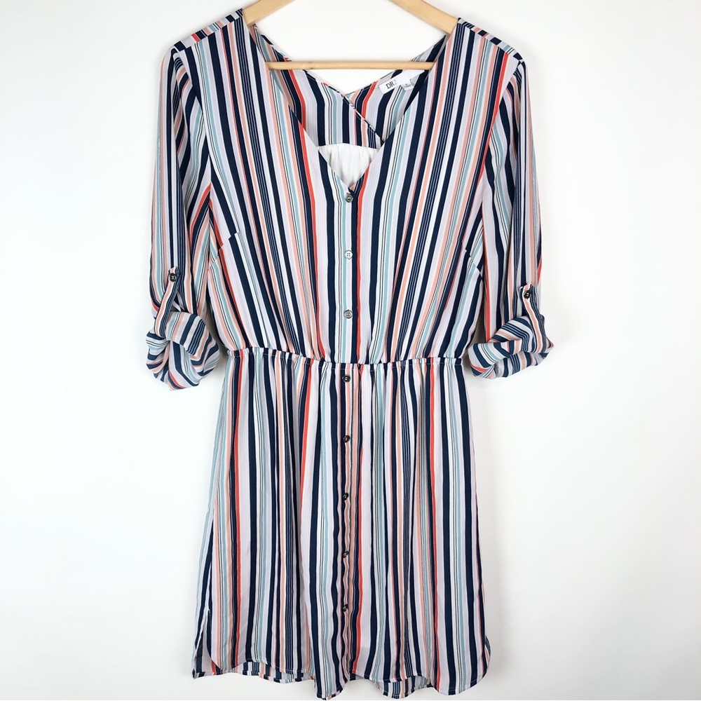 Dr2 Long Sleeve Button Down Vertical Striped Dress - image 2
